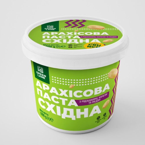 Арахісова паста кранч з курагою, родзинками, медом 1000 г, натуральна, без доданого цукру СХІДНА CRUNCH