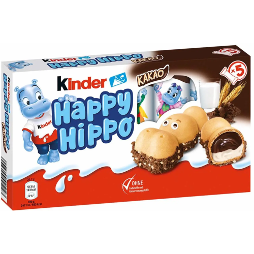 Батончик Kinder Happy Hippo  (Какао)  коробка 5 шт по 20,7 г  